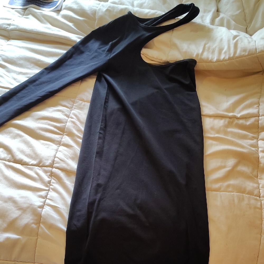 Helmut Lang Black One-Shoulder Dress